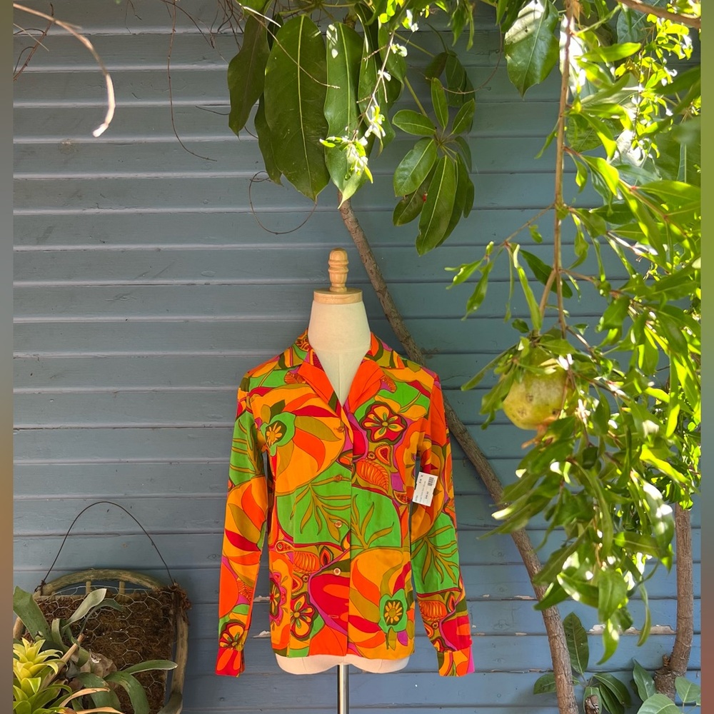 Vintage 1970’s Orange Floral Neon Blouse